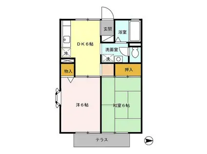 ハッピープラザ壱番館(2DK/1階)の間取り写真