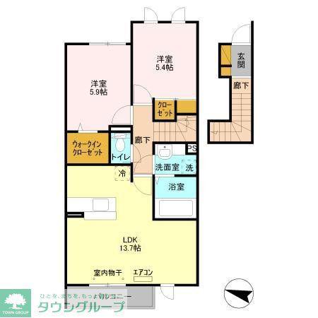 アミ・クール(2LDK/2階)の間取り写真