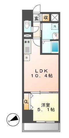 グランルクレ新栄ウエスト(1LDK/8階)の間取り写真