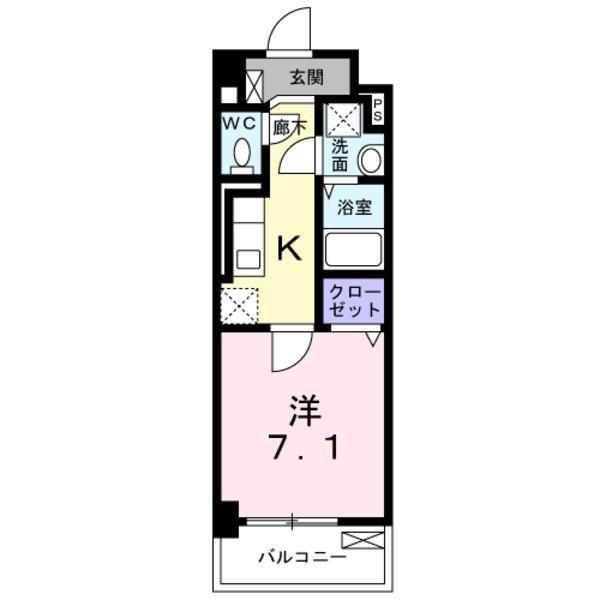 ハッピーメゾン Ⅵ(1K/3階)の間取り写真
