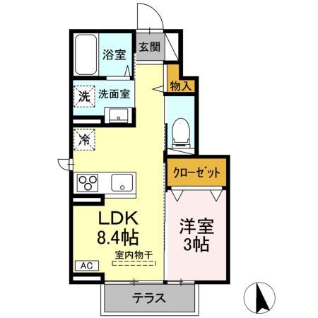 ヴィラベアテテ(1LDK/1階)の間取り写真