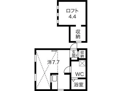 ロフト壱番館(ワンルーム/1階)の間取り写真