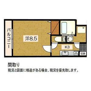 K-フィールド(1K/1階)の間取り写真