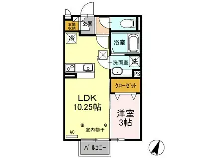 ルミエールF(1LDK/1階)の間取り写真