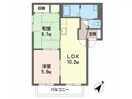 メゾンドブルーム(2LDK/1階)の間取り写真