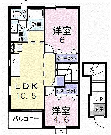 プリマベーラB(2LDK/2階)の間取り写真