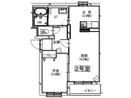 エスポアールエデン(1K/2階)の間取り写真