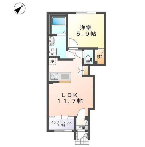 アイリス(1LDK/1階)の間取り写真
