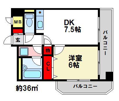 コリール太宰府(1DK/3階)の間取り写真