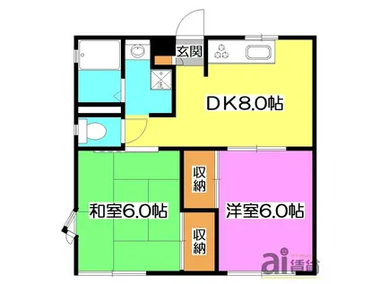 クレール所沢(2DK/1階)の間取り写真