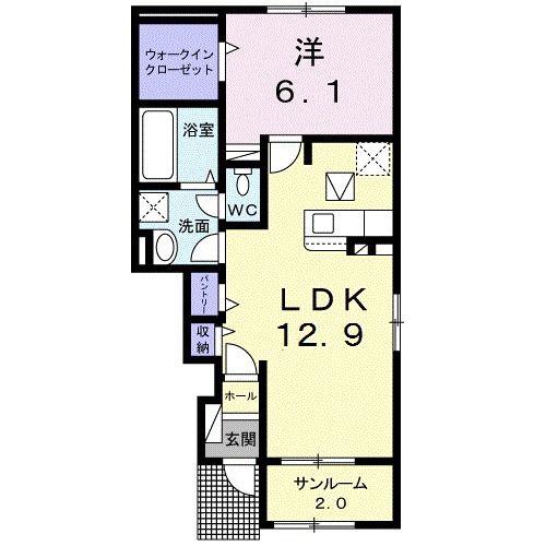 コンフォール A(1LDK/1階)の間取り写真
