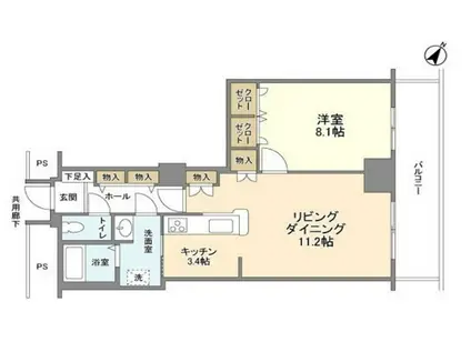 トルナーレ日本橋浜町(1LDK/13階)の間取り写真