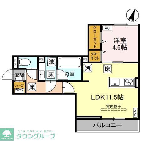 ノーブルパレス東大宮(1LDK/1階)の間取り写真
