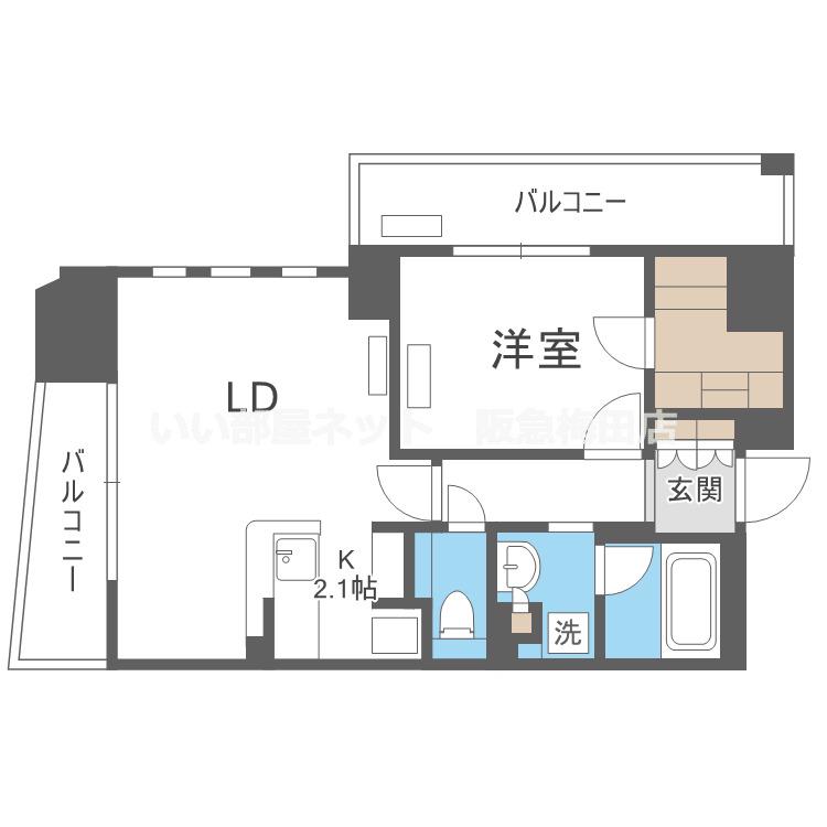 パークアクシス梅田(1LDK/8階)の間取り写真