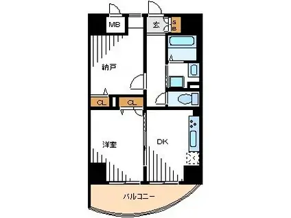 エアリーアベニュー(2DK/9階)の間取り写真