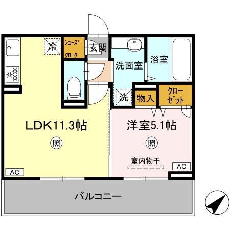 アーバンコート長嶺南(1LDK/2階)の間取り写真