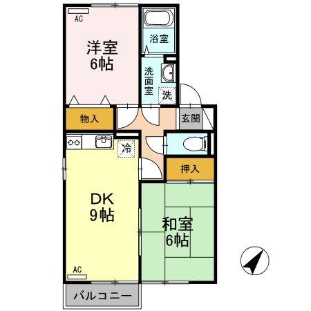 コートボヌール(2DK/2階)の間取り写真