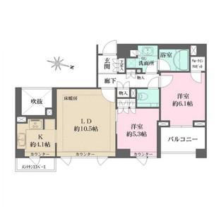 パークハウス中目黒(2LDK/4階)の間取り写真