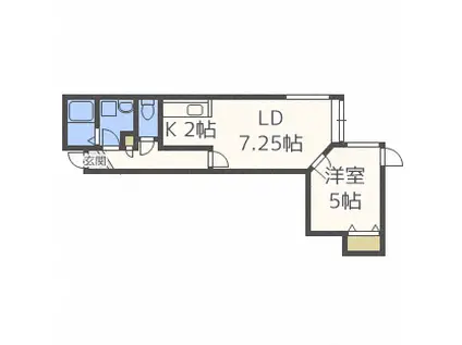 ティークリスタル(1LDK/3階)の間取り写真