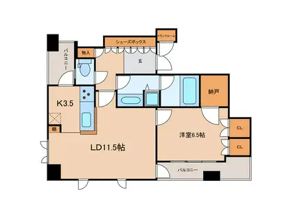 ビオール大阪大手前タワー(1LDK/4階)の間取り写真