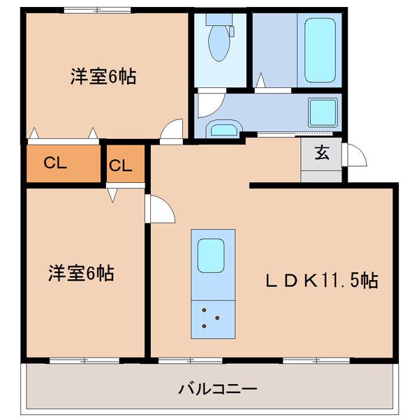 高洲マンション(2LDK/3階)の間取り写真