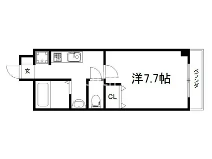 カサベルデ(1K/1階)の間取り写真