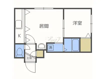 ブランノワールさっぽろST(1LDK/1階)の間取り写真