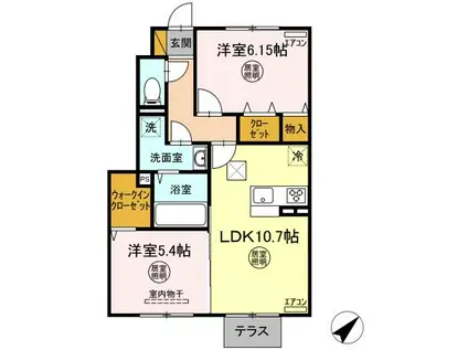 TETTO VERDE(2LDK/1階)の間取り写真