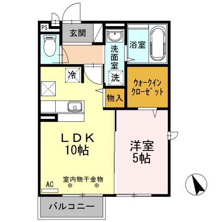 サンフィーロ(1LDK/1階)の間取り写真