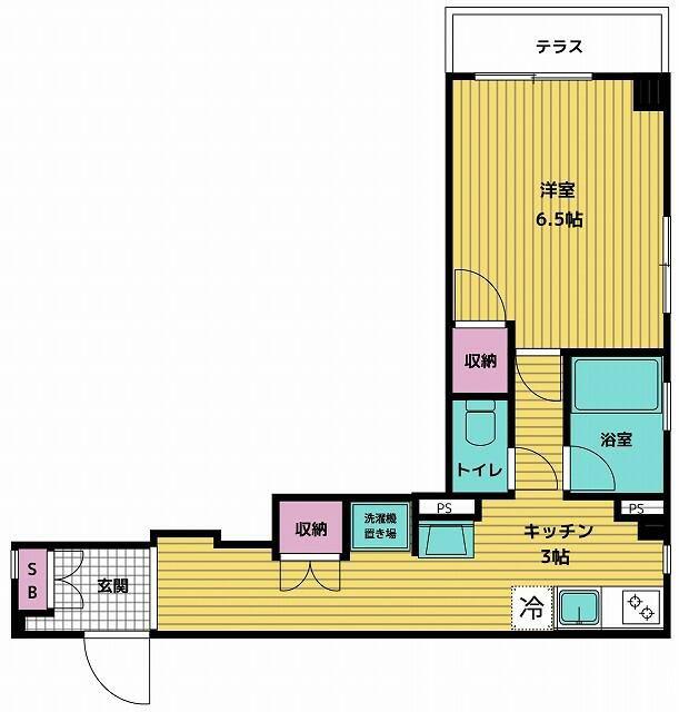 CHRYSANTHEMUM 早稲田(1K/1階)の間取り写真