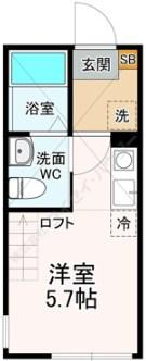 ローズハイツ山手(ワンルーム/1階)の間取り写真