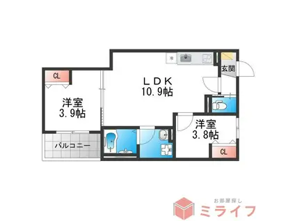 D PORTA GRANZ(2LDK/2階)の間取り写真