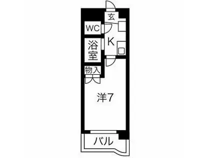 プリオールK(1K/4階)の間取り写真