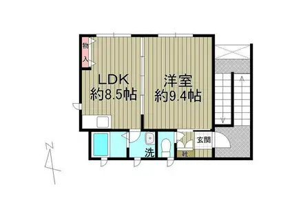 ガーデン浜松町(1LDK/3階)の間取り写真