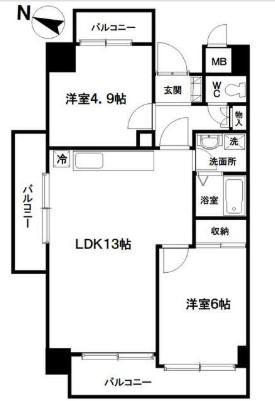 ライオンズシティ川口(3DK/11階)の間取り写真