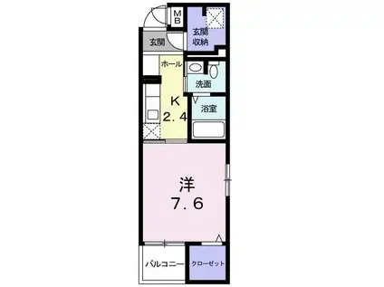 メルヴェーユ大成(1K/2階)の間取り写真