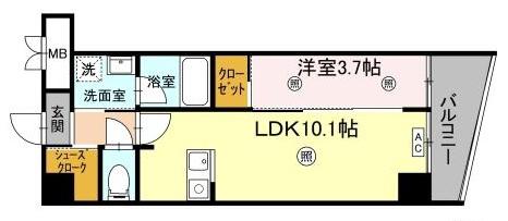 D-ROOM安謝DW(1LDK/4階)の間取り写真
