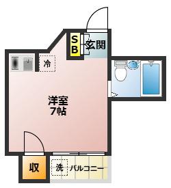 牛丸ビル(ワンルーム/3階)の間取り写真