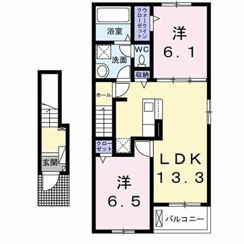 ルミエール・シエルI(2LDK/2階)の間取り写真