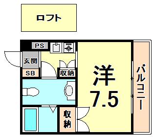 OJフィールド(1K/3階)の間取り写真