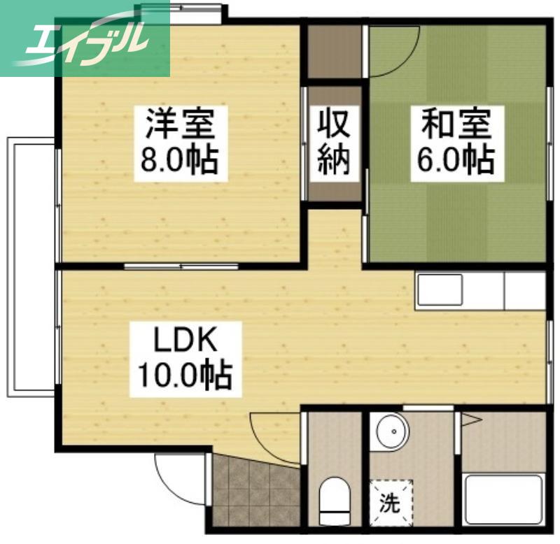 グランドゥールクロズミB(2LDK/2階)の間取り写真
