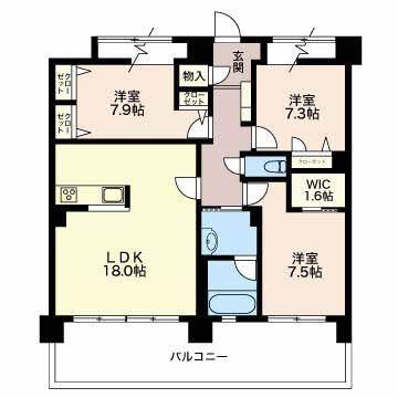 グリーンベル(3LDK/7階)の間取り写真