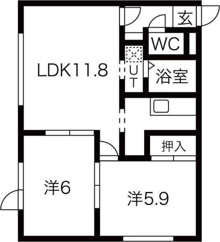 ベル東麻生(2LDK/2階)の間取り写真