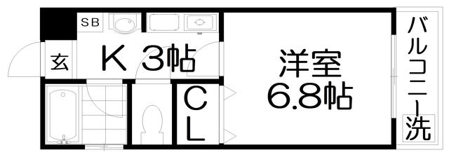 サンバリーアツ高宮(1K/3階)の間取り写真