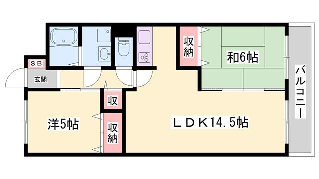 フォレスト壱番館(2LDK/1階)の間取り写真