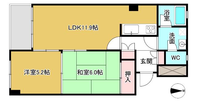 リバーフィールド(2LDK/1階)の間取り写真