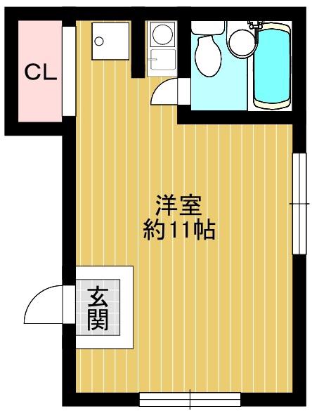 千舟ハイツ(ワンルーム/2階)の間取り写真