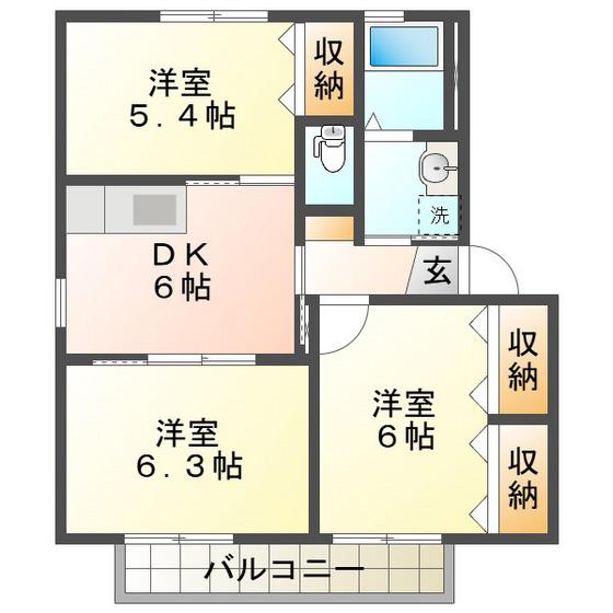 メゾン元町 II(3DK/2階)の間取り写真