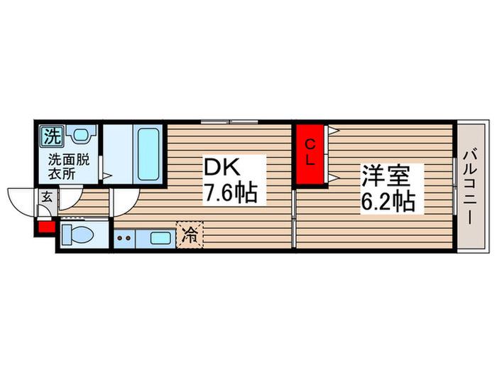 ミハス柏(1DK/2階)の間取り写真