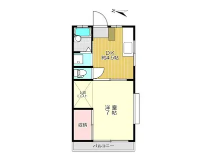 チェリーハイツB(1DK/2階)の間取り写真